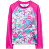 The North Face Printed Amphibious Long Sleeve Sun Tee for Girls Linaria Pink Youth Tropical Camo Print